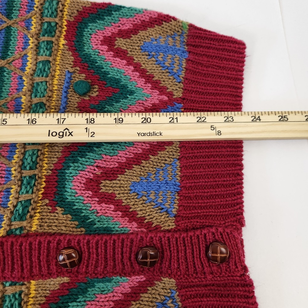 Vintage 90s Sweater Vest M Grandmacore Art Teacher Folk Art Boho Embellished - Picture 9 of 10